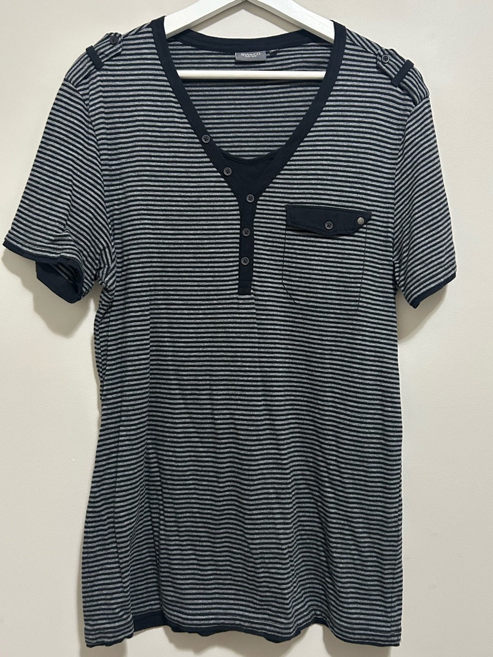 RW&CO. Navy and Grey Striped Top